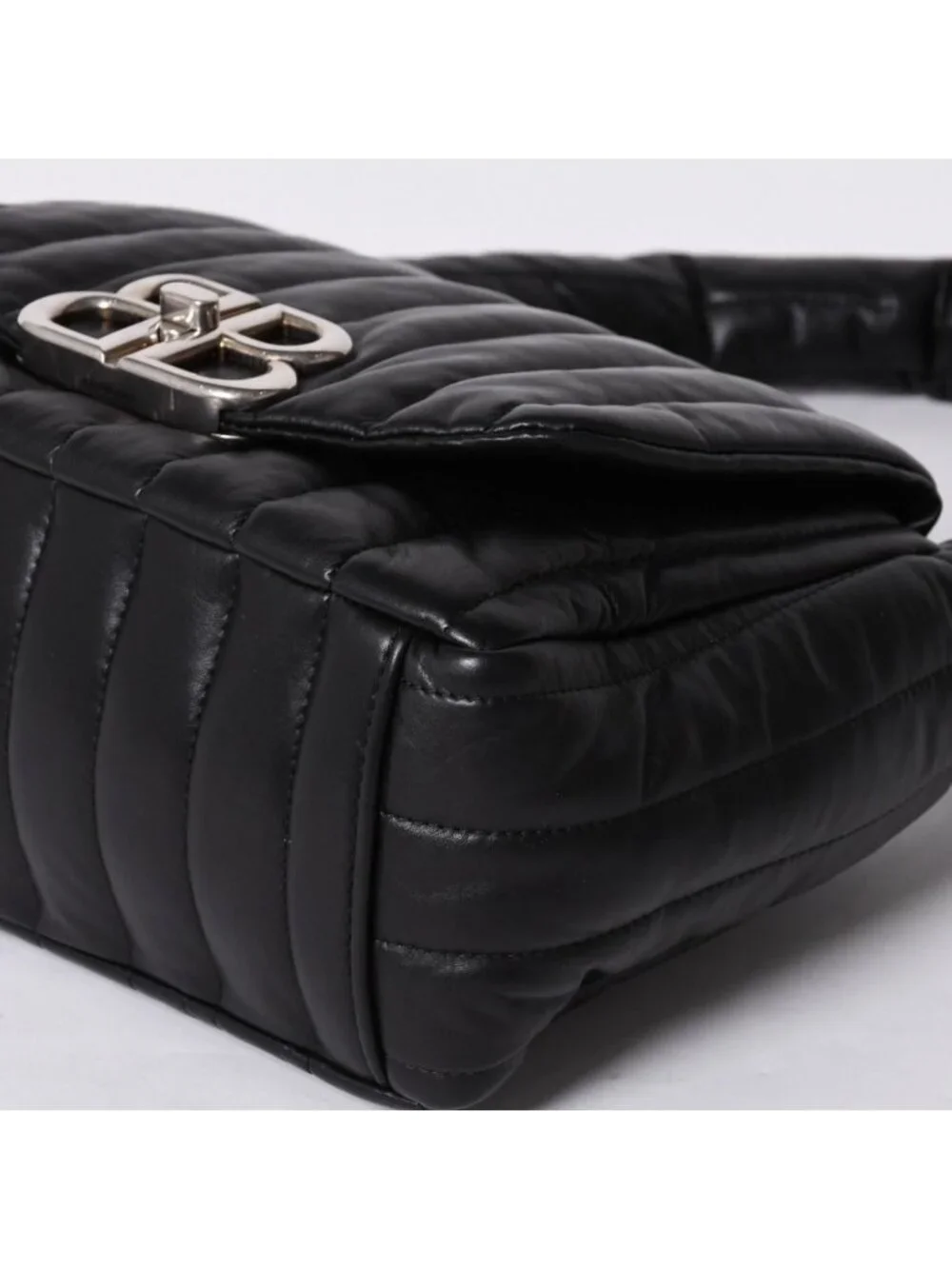 Balenciaga Monaco Shoulder Bag Black Silver Calfskin